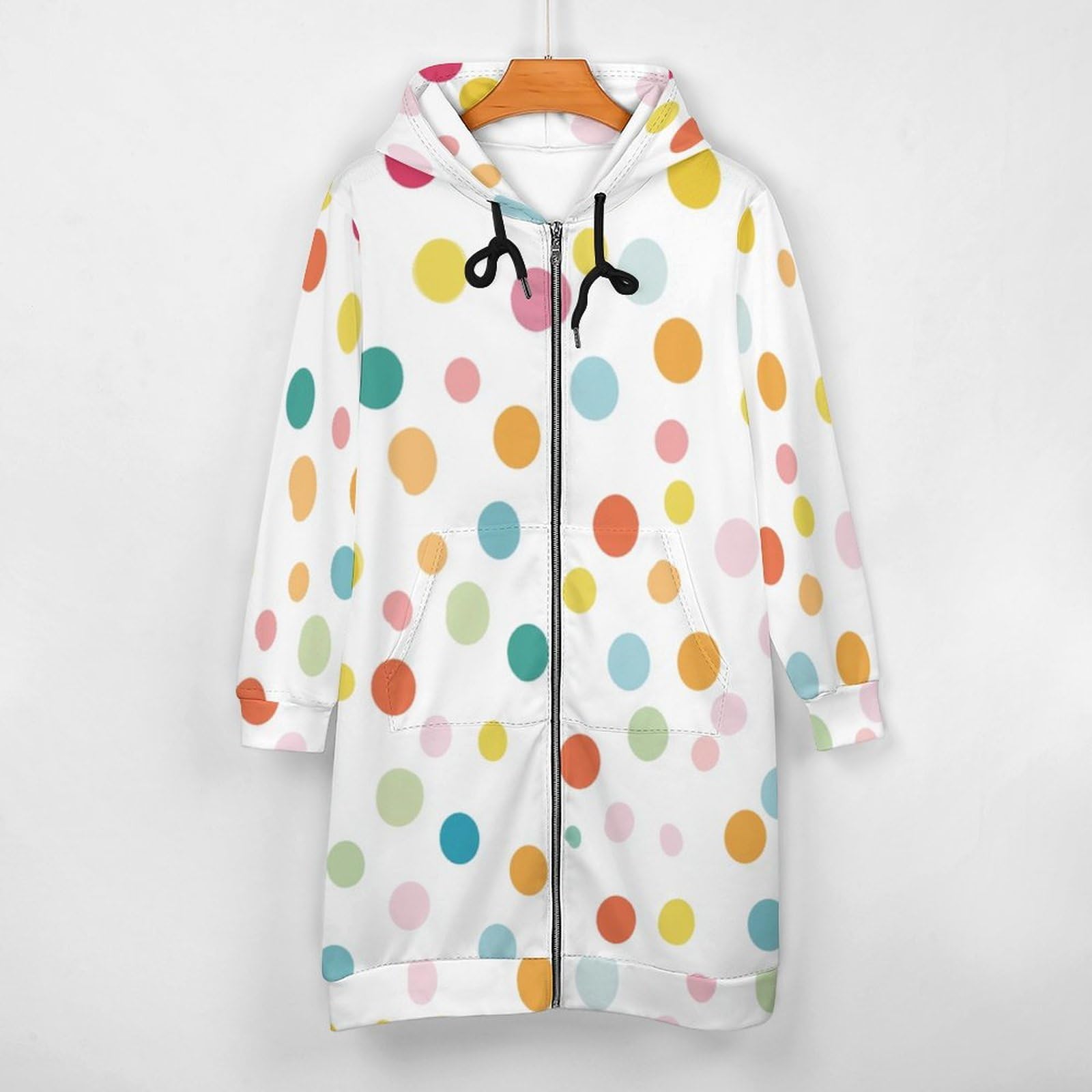 Felpa Donna con Zip Felpe Sportiva con Tasche E Cappuccio Motivo A Pois Morbida Invernale Giacca Regolabile Confortevole per Uso Quotidiano Casual