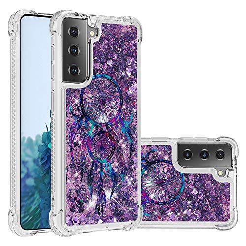 Asdsinforu Galaxy S30 Plus Case Shiny Transparent Soft TPU Creative Cartoon Cute Quicksand with Shiny Flowing Liquid Cover for Samsung Galaxy S30 Plus/Galaxy S21 Plus Purple Dreamcatcher YB-LS