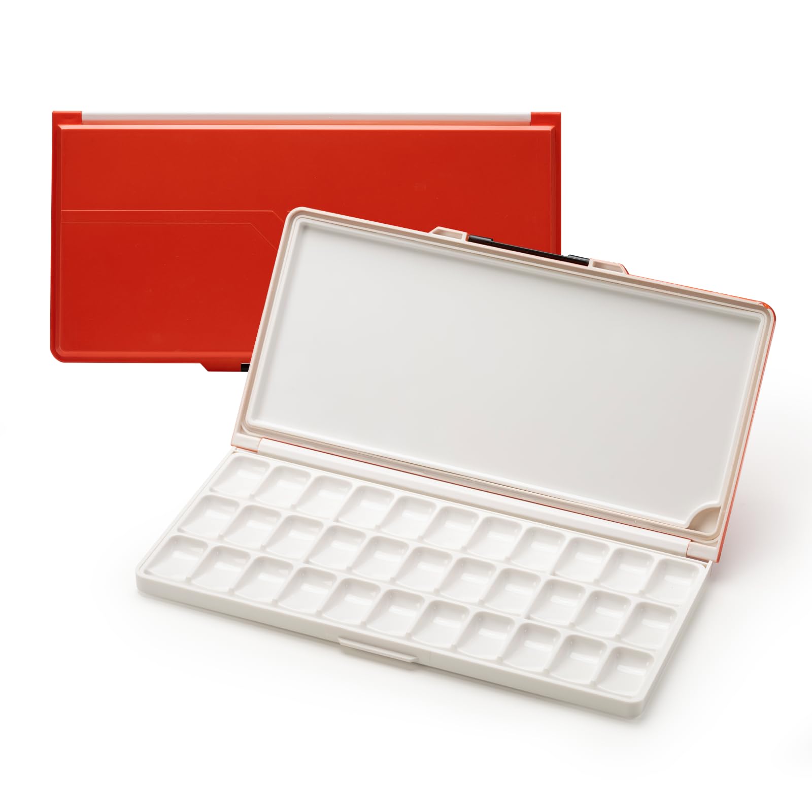 Meeden Red Airtight Leakproof Watercolour Palette Travel Paint Tray With A Large Mixing Areas, 33 Wells Pink Folding Palette For Watercolour, Gouache, Acrylic Paint