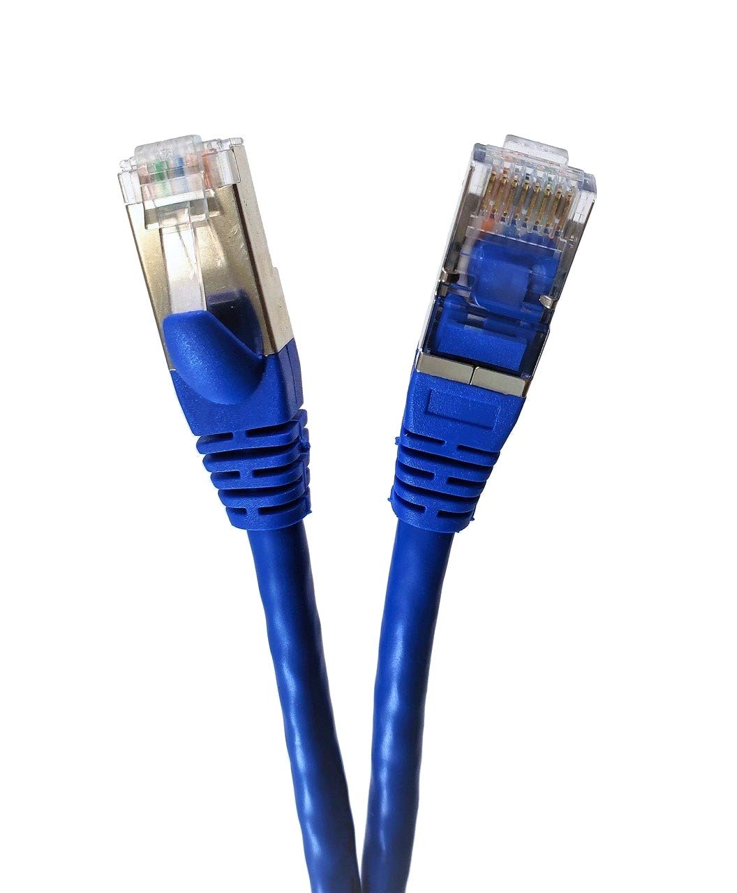 MICRO CONNECTORS 7 Feet CAT7 SFTP Double Shielded RJ45 Snagless Ethernet 26AWG Cable - Blue (E11-007BL)