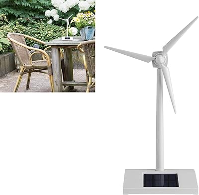 FOLOSAFENAR Mini Solar Energy Wind Mill Toy, Cute Rotary Windmill Toy Driven by Solar Panels, ABS Windmill Toy with Solar Base, for Teaching, Decoration, etc, White, 5.5x3.54x10.23in