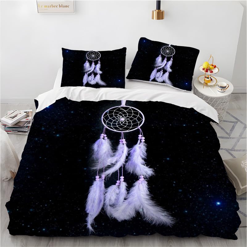 phonxia Parure de lit 220x240 Adulte ModèLe Attrape-RêVes Housse de Couette 2 Personnes, Housse de Couette 220x240 avec Fermeture Éclair Ultra Doux Microfibre Literie...