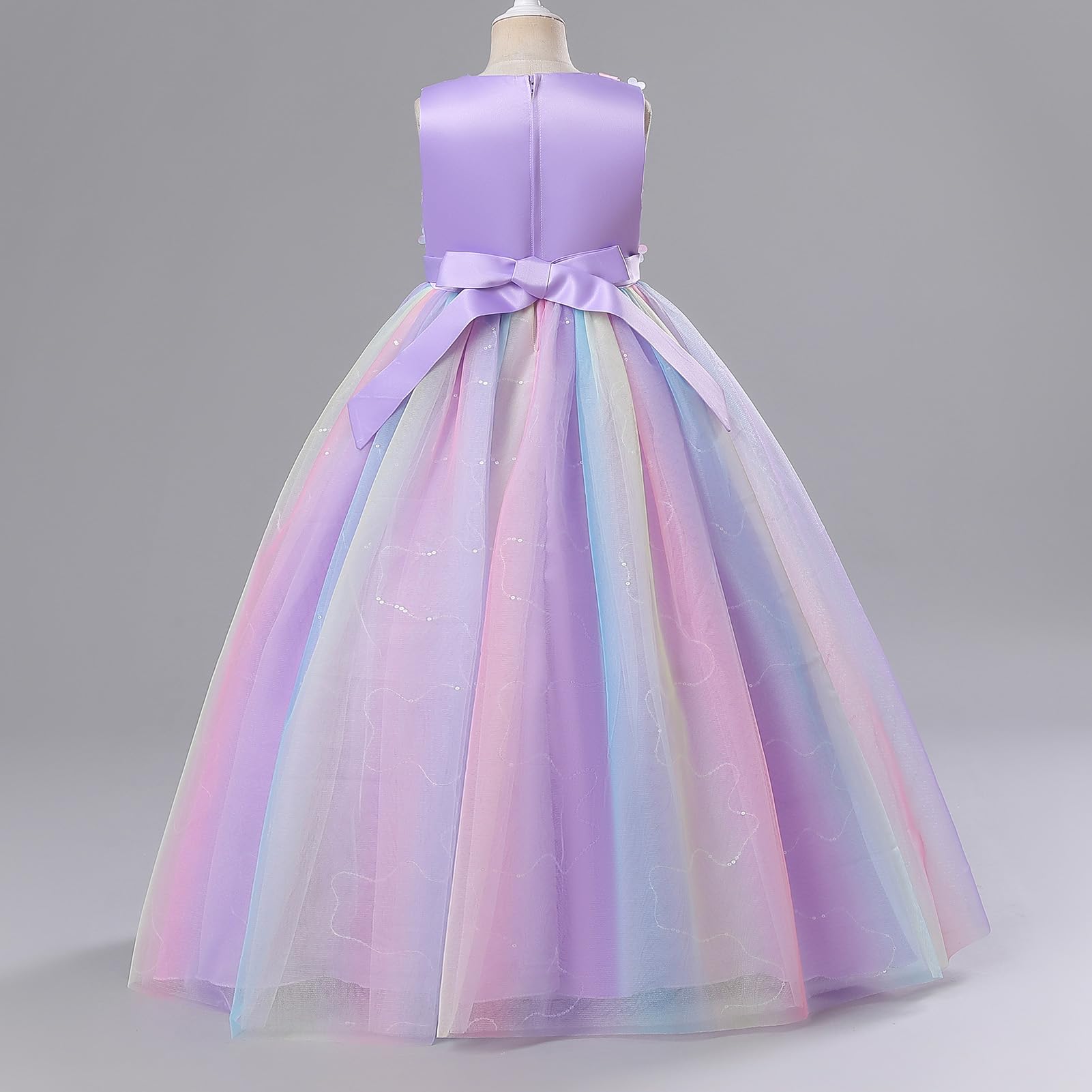 Blumenmädchenkleider Ärmelloses Pailletten Blume Tutu Prinzessin Kleid Elegantes Party Langes Abendkleid Baby Mädchen A-Linie Tüll Gwon Hochzeit Geburtstag Festzug Kleid