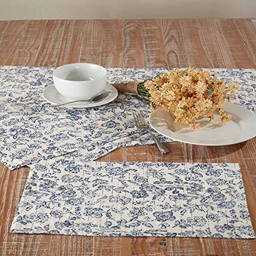 Piper Classics Doylestown Floral Runner, 13" X 72" Long, Blue & Cream Flower Print, Vintage Farmhouse, Country Cottage Table Centerpiece #TOP3