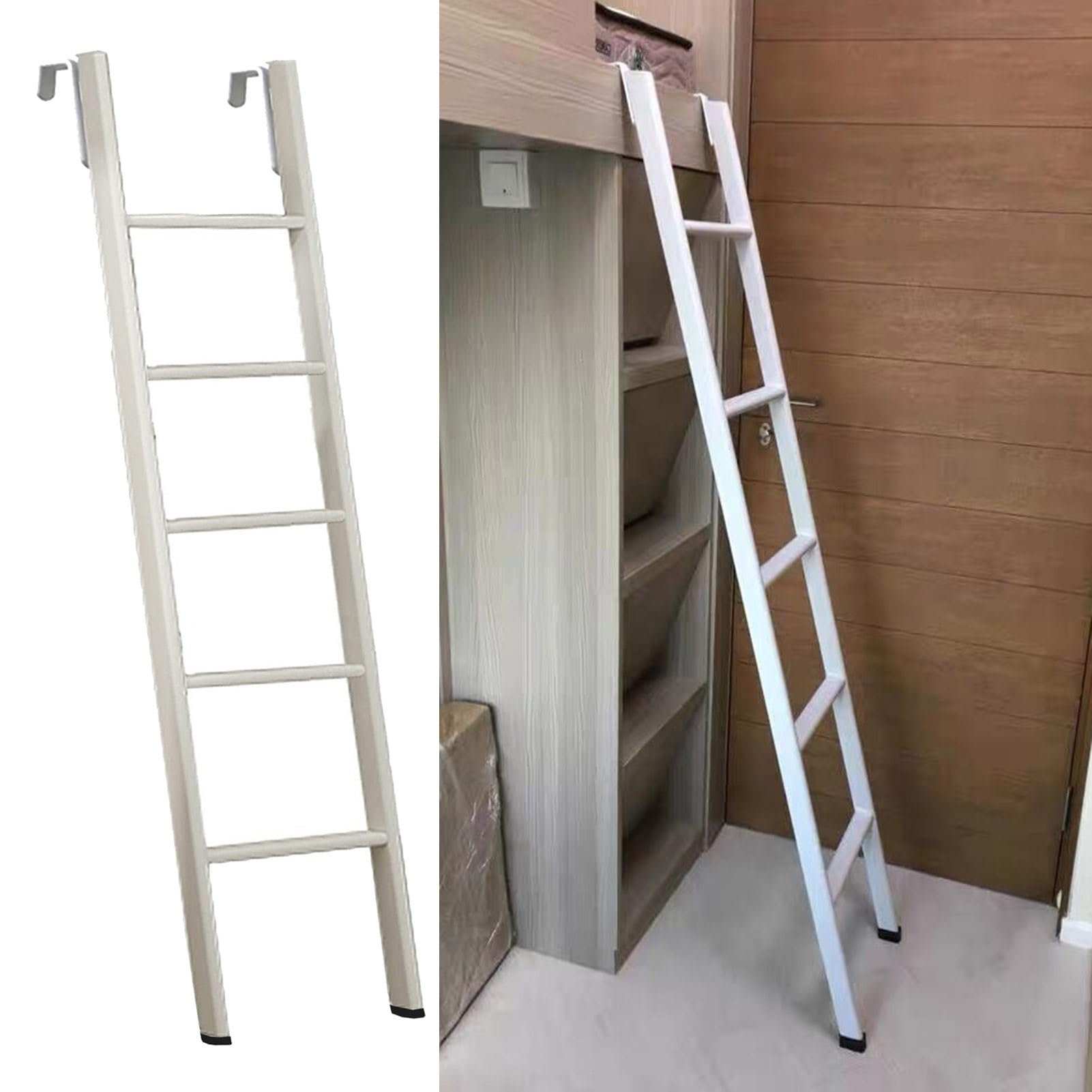 Échelle pour lits superposés de 160 cm réglable avec tapis de protection antidérapants