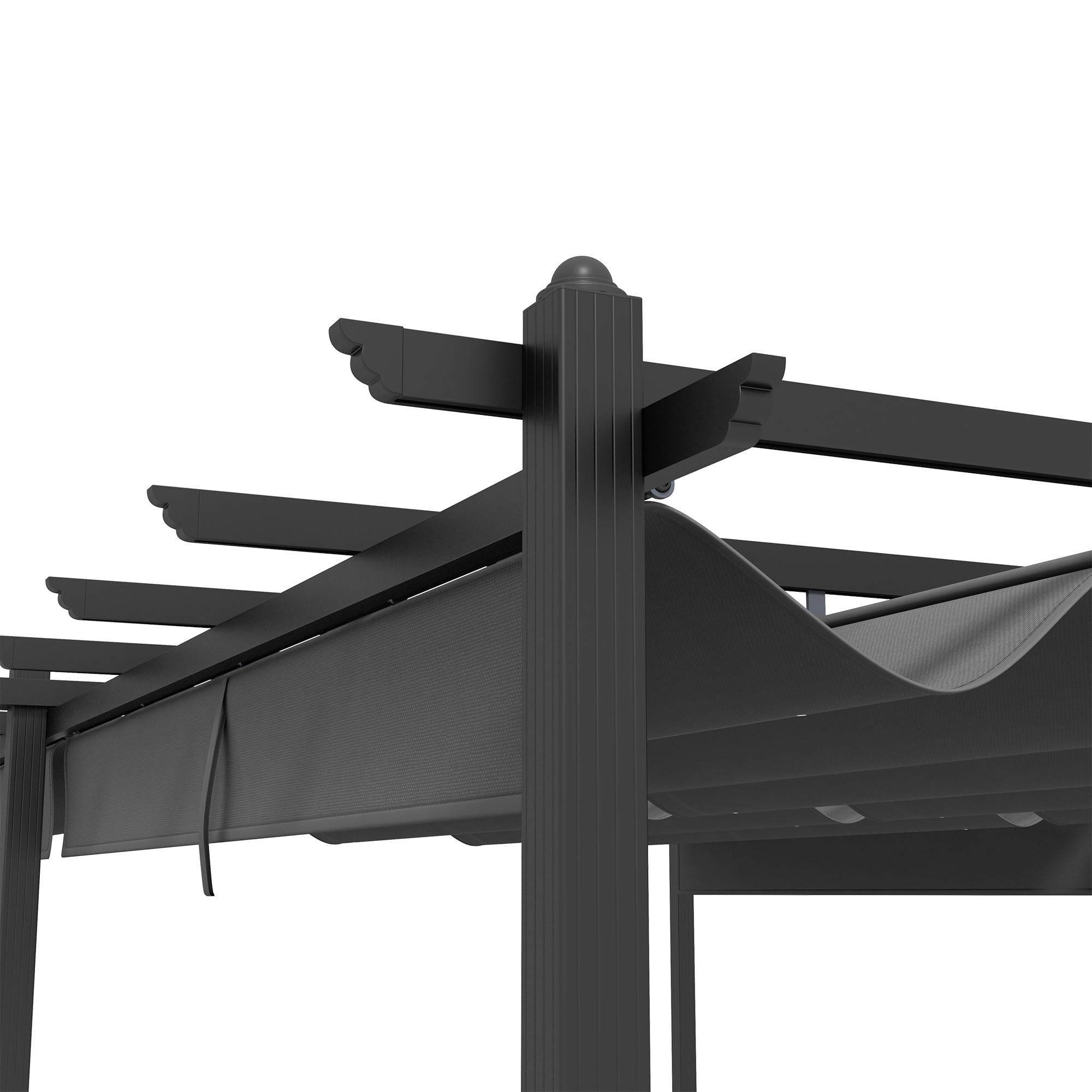 Outsunny Pergola Jardin Exterieur 3,6 x 6 m coulissante rétractable pour terrasse Structure en Aluminium + Toile Polyester - Gris foncé