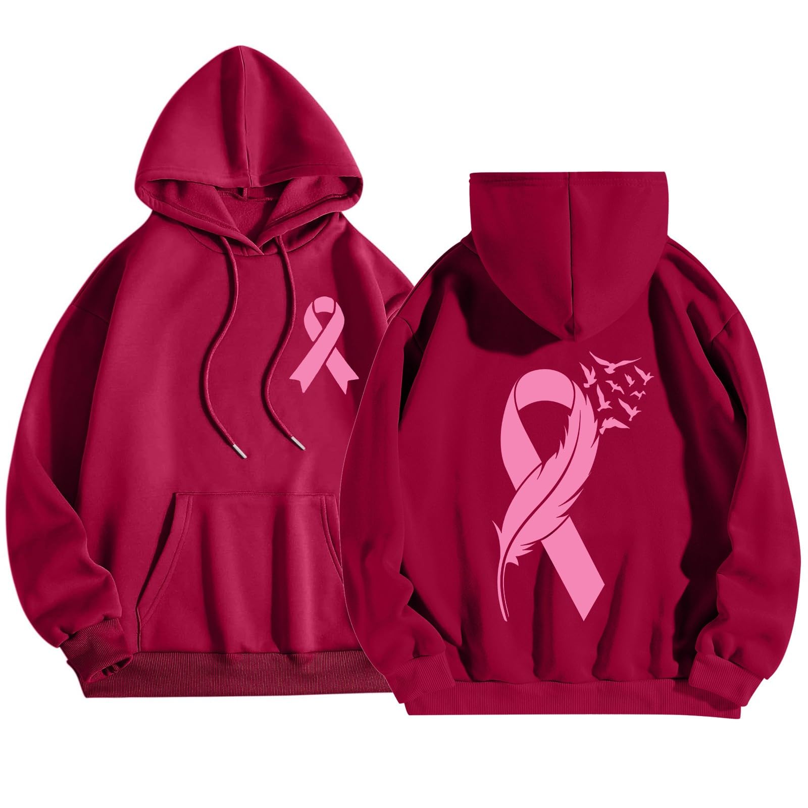 Sweat à capuche Octobre Rose pour femme, pull ample surdimensionné décontracté