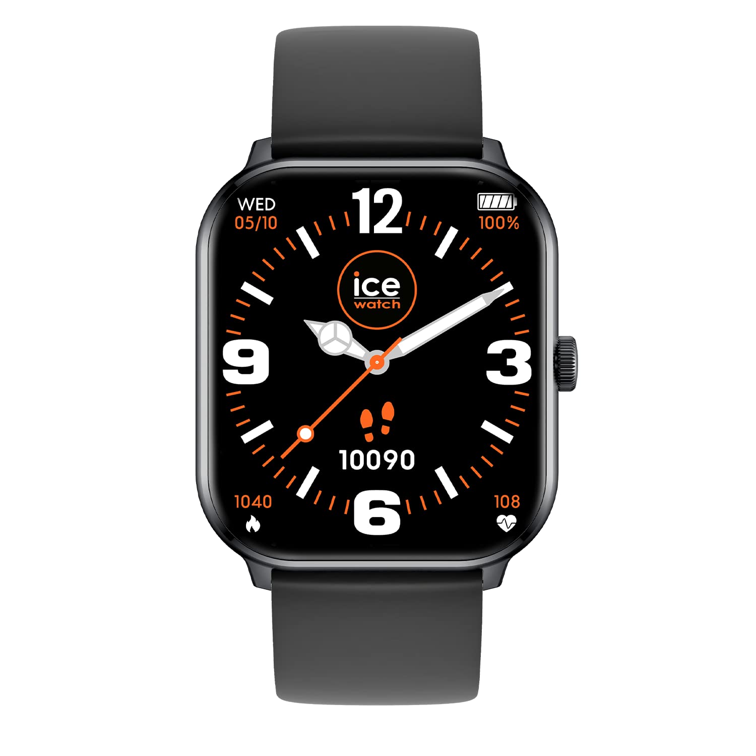 ICE-​WATCH - Ice Smart Black - Montre Connectée Noire Mixte avec Bracelet en Silicone - 021409 (1,​85")
