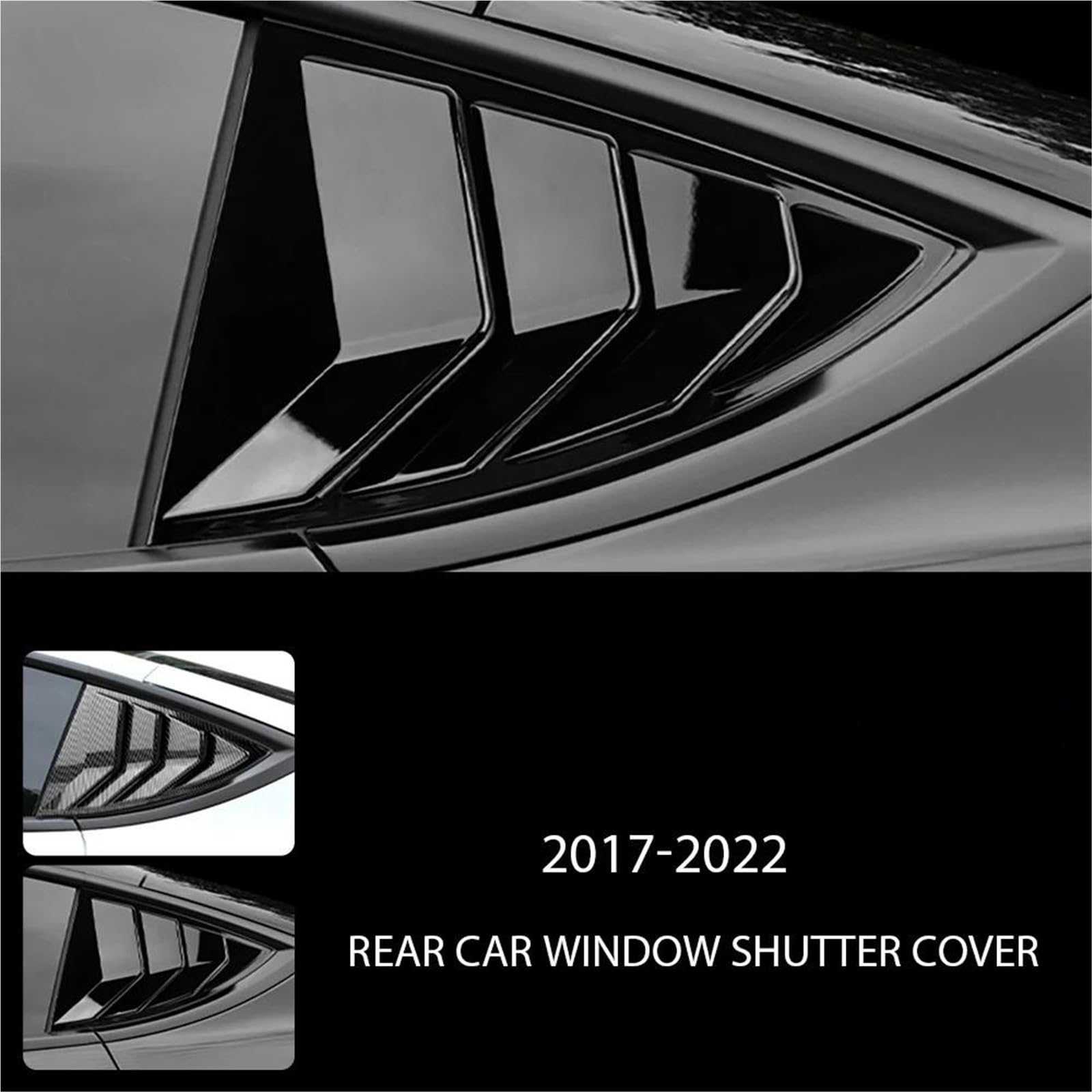 Coche Alerón Ventana Trasera Divisor Para Tesla Para Model 3 Para Highland 2024 ABS Cubierta Persiana Ventana Trasera Coche Embellecedor Ventilación Lateral Triángulo(Matte Black)