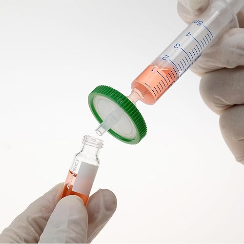 Miniatura 3 de filtros de jeringa, filtración hidrófila, 0,45 um micrón, tamaño de poro, 0.984 in, diámetro de membrana, disco de membrana PES de laboratorio,