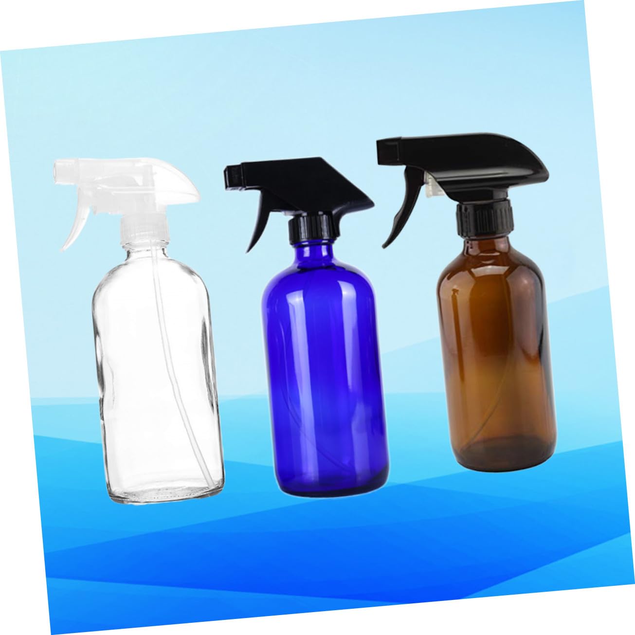 LIFKOME 3 pezzi Bottiglie Spray Ricaricabili in Vetro Trasparenti Blu e Marrone per e Profumi Nebulizzatore Compatto e Leggero per Viaggi e Cura Personale