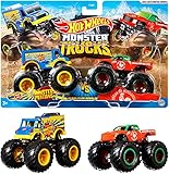 Mattel - Hot Wheels Monster Truck Duos FYJ64 de Demolición, modelos aleatorios, paquete de 2, modelos surtidos