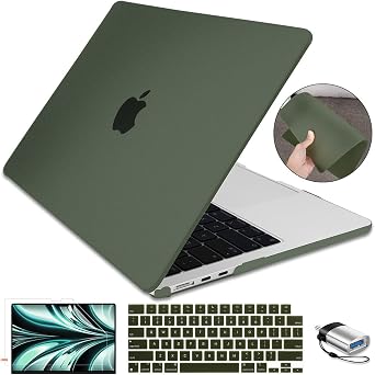 for MacBook Air 13 inch Case M5 A3449 2026 2025 2024-2022 M4 A3240 M3 A3113 M2 A2681 Cover, Lightweight Ultra-Thin Matte Hard Shell Cover for MacBook 13.6 M5 Chip Touch ID, Army Green