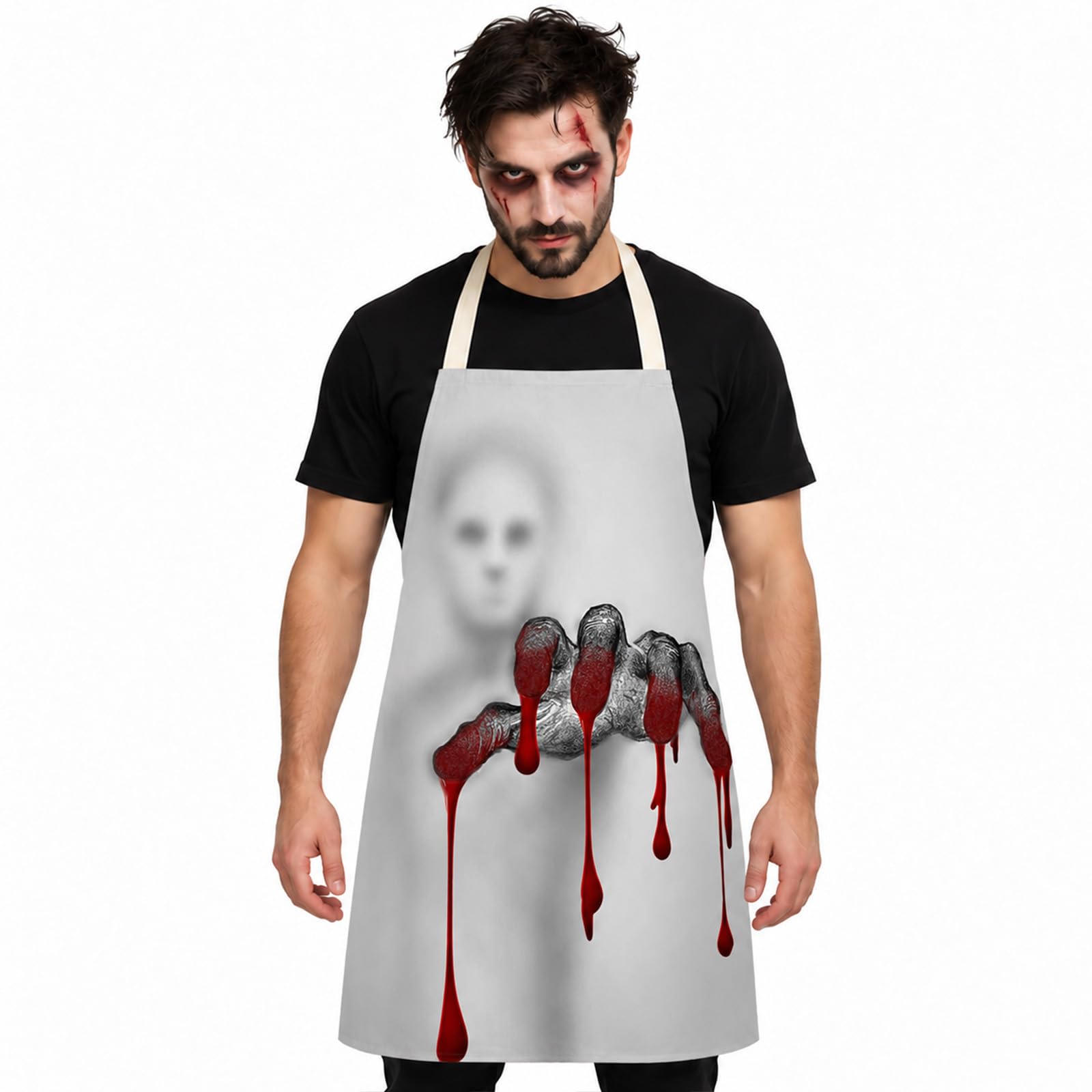 MOMAHUA Adult Halloween Apron, 65x75cm Grey Ghost Hand Horror Costume