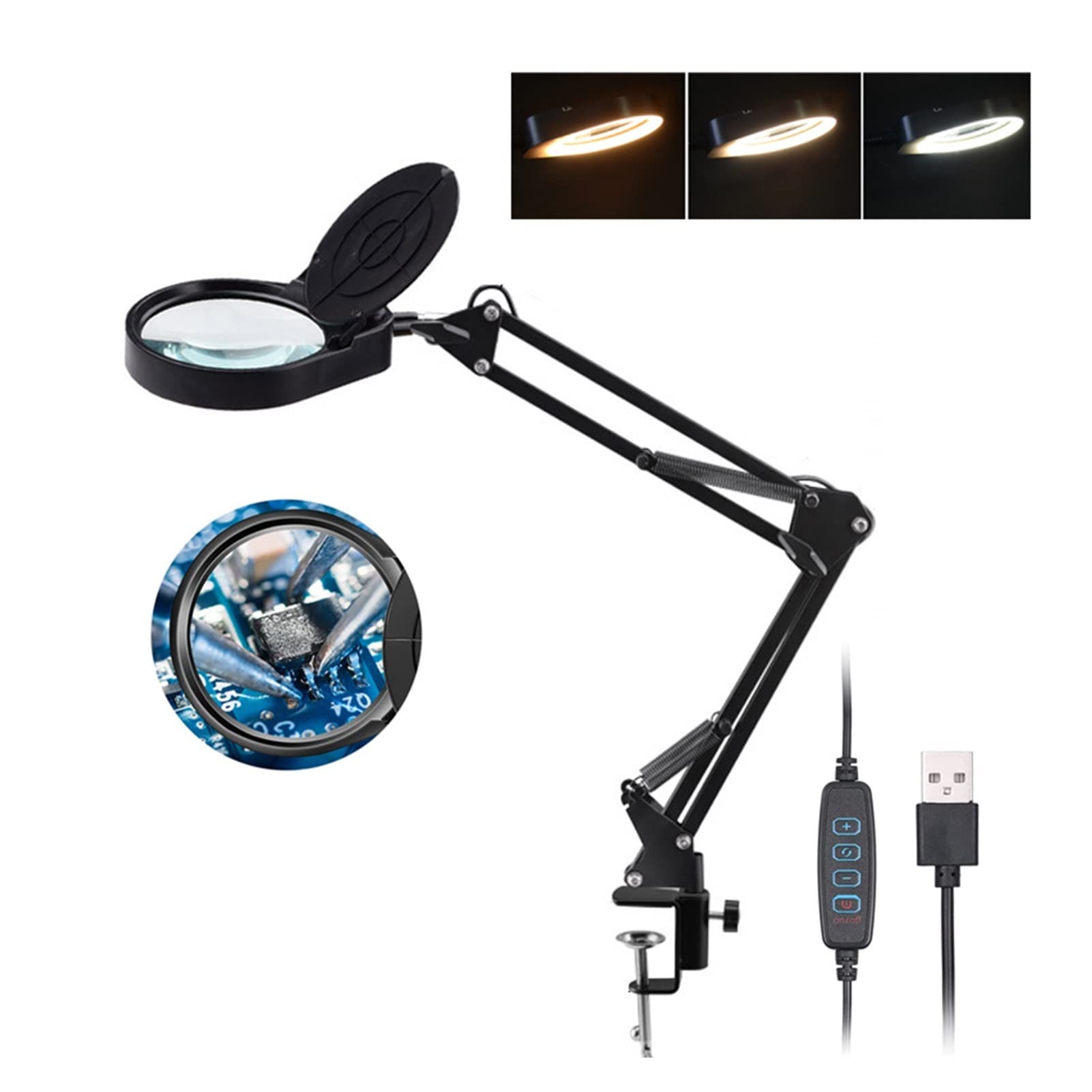 Amazon.co.jp: スタンドルーペ 拡大鏡 LEDライト付き 導いたクランプ3