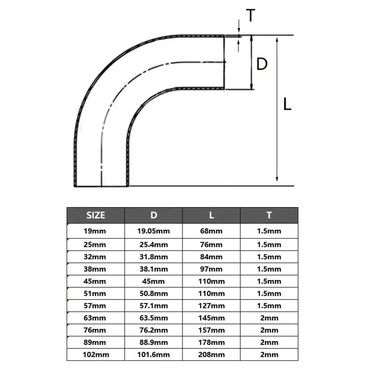 19mm-108mm 316 inoxidable codo de 90 grados alargar el pulido de la instalación de tuberías de soldadura sin costura(63mm)