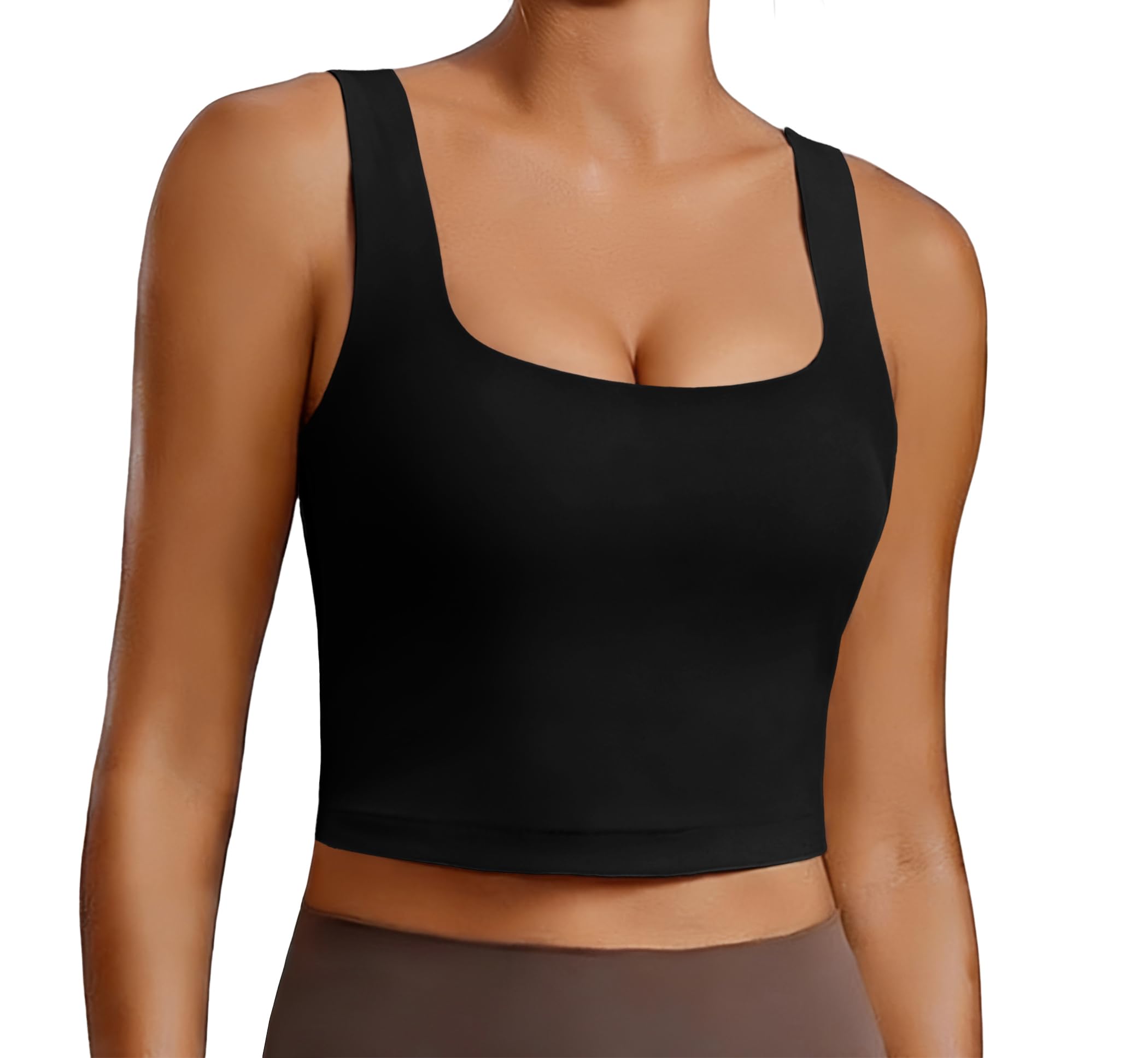 PINSPARK Sport BH Damen U-Rücken Crop Tops Gepolstert Ohne Bügel Sport Tank Top Pilates Yoga Sportbh Atmungsaktive Lauf Fitness Mittlere Intensität Sports Bra