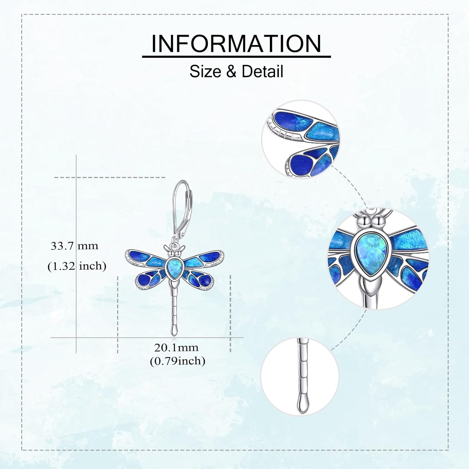 Dragonfly Earrings 925 Sterling Silver Dragonfly Leverback Dangle Drop Earrings Opal Dragonfly Jewelry Gifts for Women - Image 5