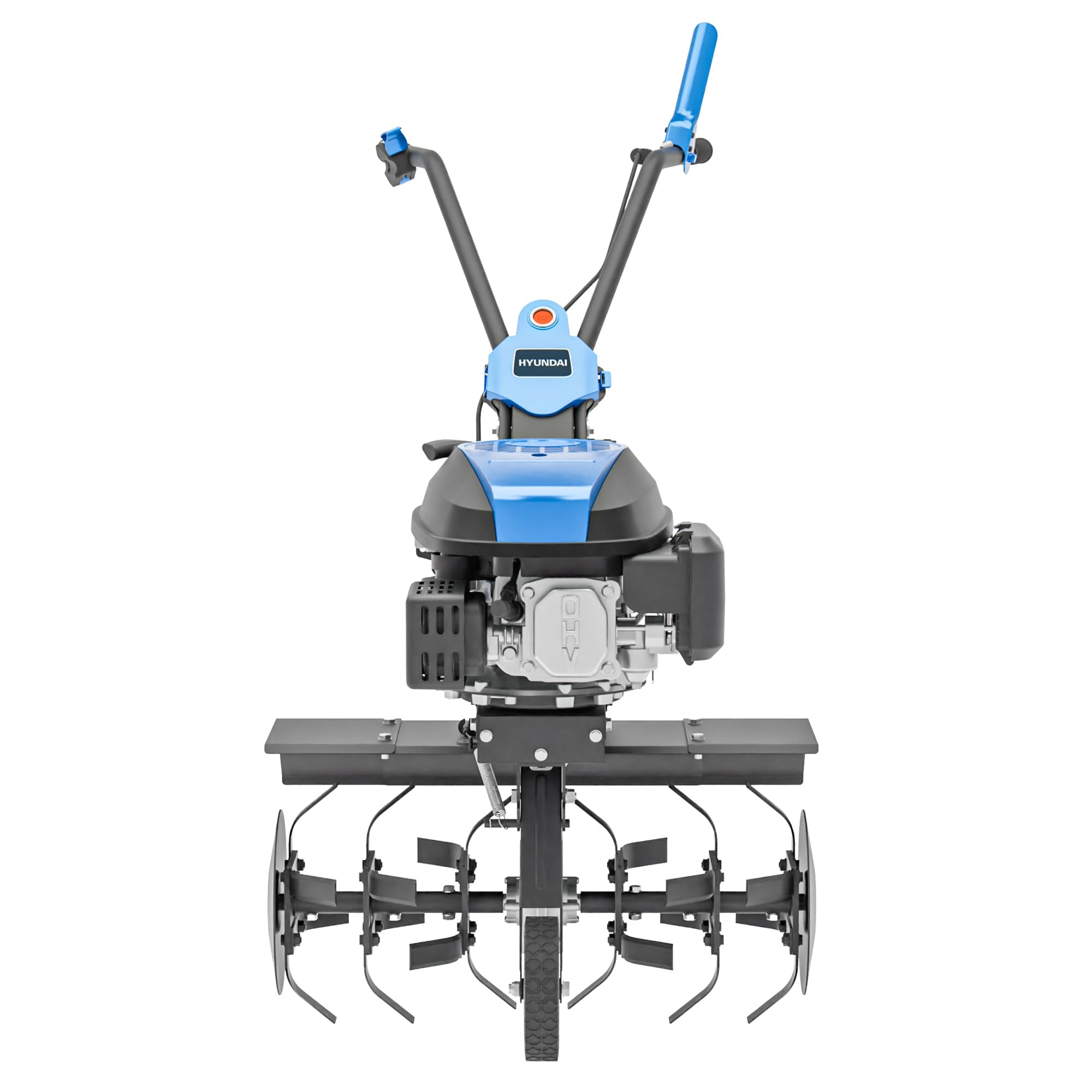 Hyundai Motobineuse Motoculteur Thermique 60 cm, Démarrage Électrique, 173 cm3 4,8 CV, 4 Jeux de Fraises, Profondeur 26 cm, Garantie 3 Ans - HYT175EX-EU