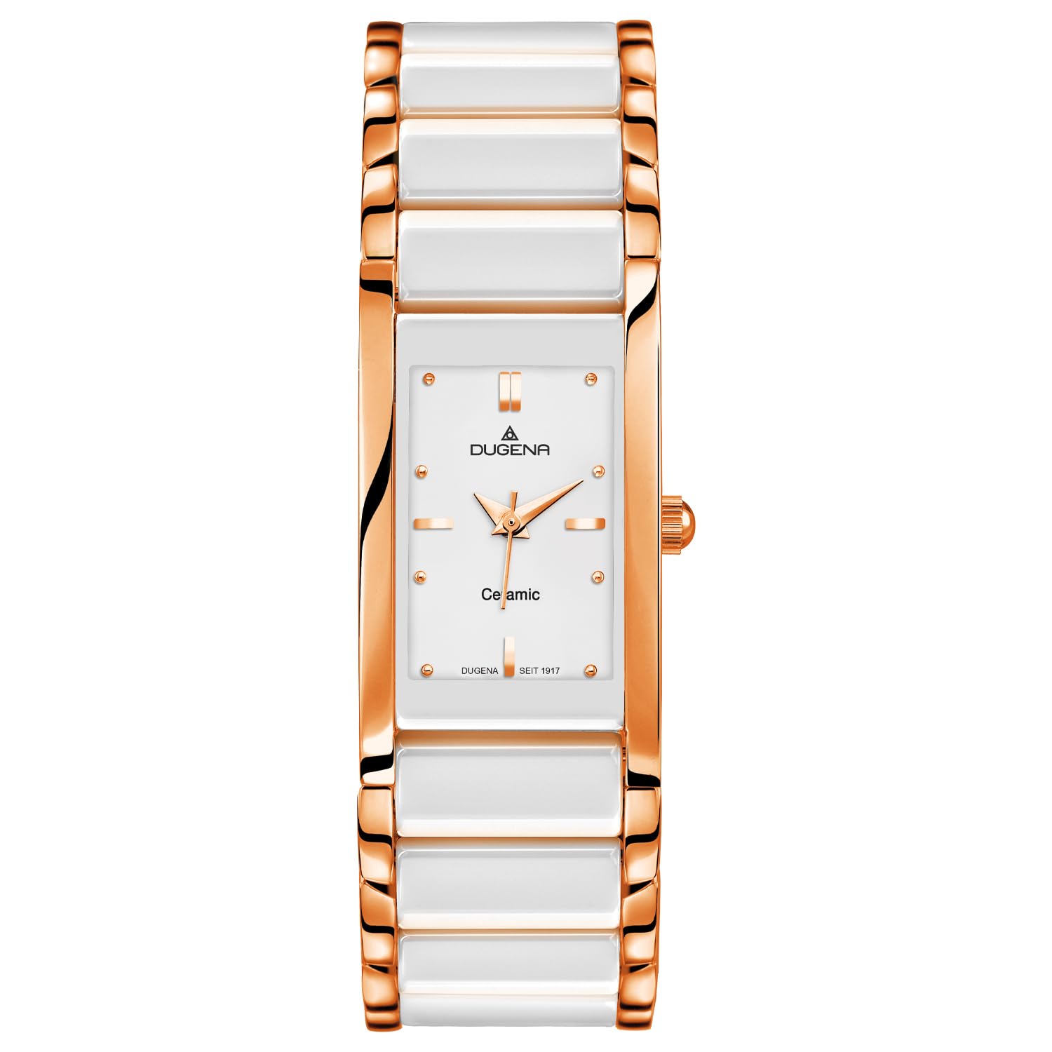 Dugena Damen Quarz-Armbanduhr, Keramik, Gehärtetes Mineralglas, Quadra Ceramica