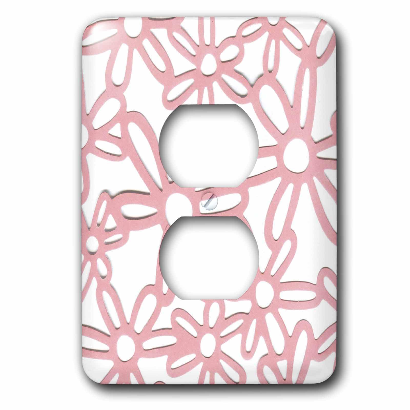 Fleurs roses sur blanc 2 prises pour cacher les prises unies