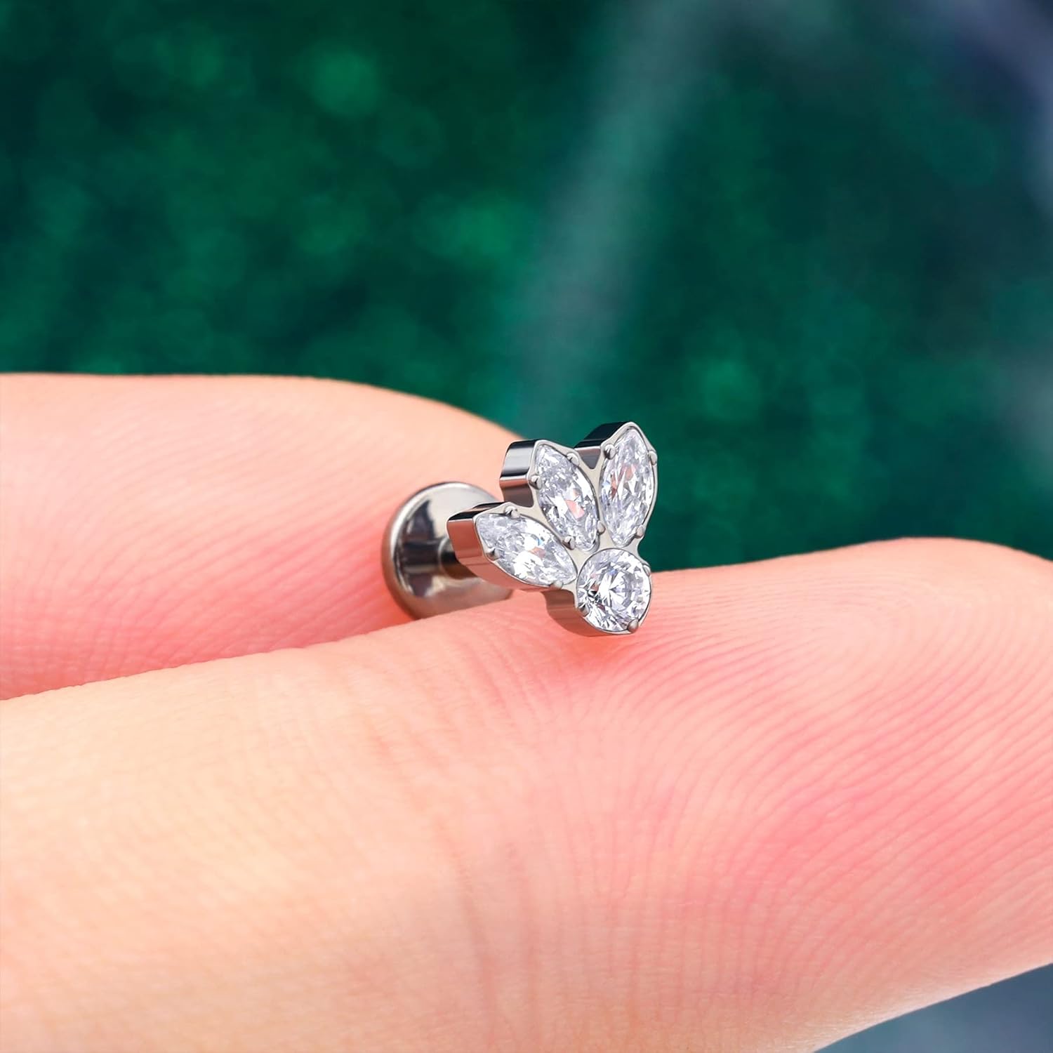 COCHARM Star Helix/Conch/Cartilage Piercing Jewelry Flat Back 16G 8mm - Threadless Conch/Cartilage Earring Stud, Push Pin Surgical Steel Lip Labret Lobe Stud Jewelry in Gold & Silver - Image 3