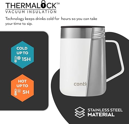 Miniatura 2 de Contigo Streeterville - Taza térmica de café aislada con mango de acero inoxidable, 14.2 fl oz