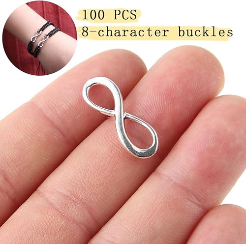 Miniatura 5 de 100 dijes de aleación de eslabones de infinito de plata antigua, símbolo de amor, dijes de símbolos para pulseras, collares, joyería o manualidades