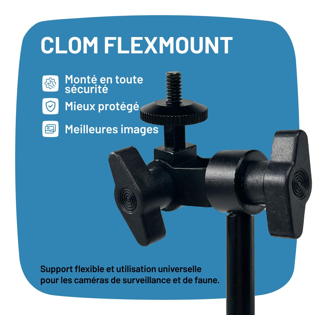ICU CLOM FlexMount - Support pour caméras de surveillance, support universel flexible, filetage 1/4 pouce, compatible avec les caméras de surveillance et les panneaux solaires ICU CLOM SolarCell
