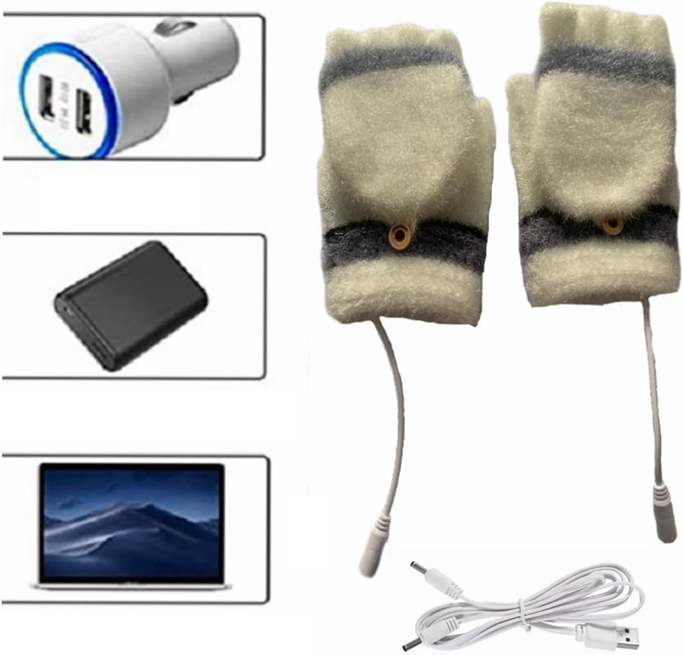 Heated Gloves Electric Gloves for Men Women Half Finger Heating Hand Warmer Winter Gloves for Office Work