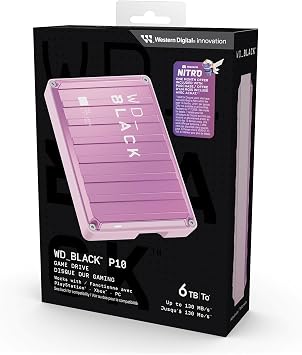 WD_BLACK P10 Game Drive 6TB External Hard Drive (Mobile and Robust High Performance Hard Drive for Console and PC Store up to 150 Games with 1 Month Membership to Discord Nitro) Pink