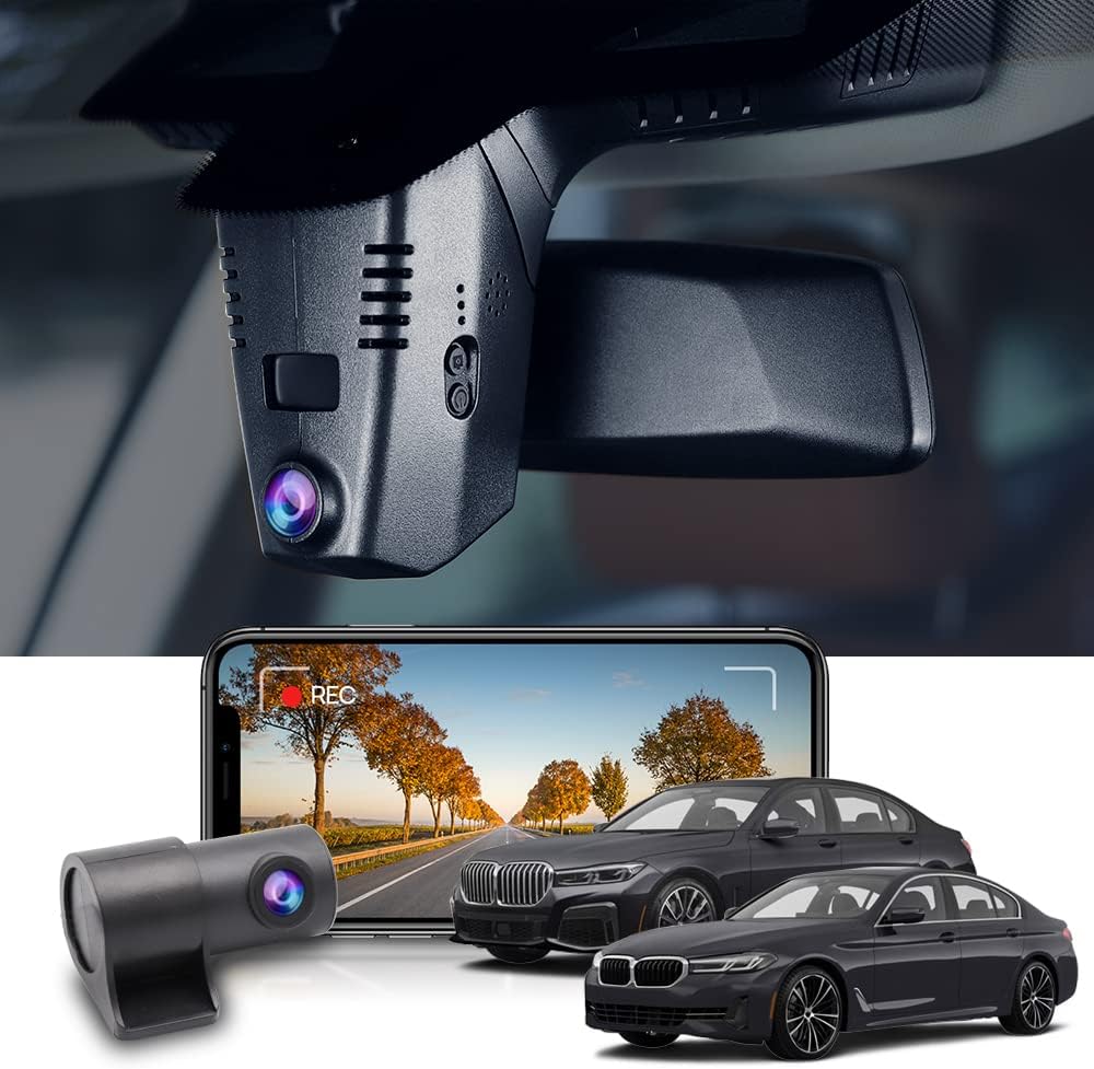 Fitcamx 2K Front and Rear Dash Cam Suitable for BMW 5 7 Series 2018 2019 2020 2021 2022 530i 540i M550i 740i 750i M760i G30/G11, OEM Look, Dual 1440P+1080P Video, Loop Recording WiFi, G-Sensor, 64GB