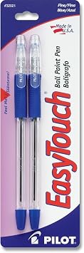 PILOT EasyTouch Ball Point Stick Pens, Fine Point, 2-Pack, Blue Ink 32021