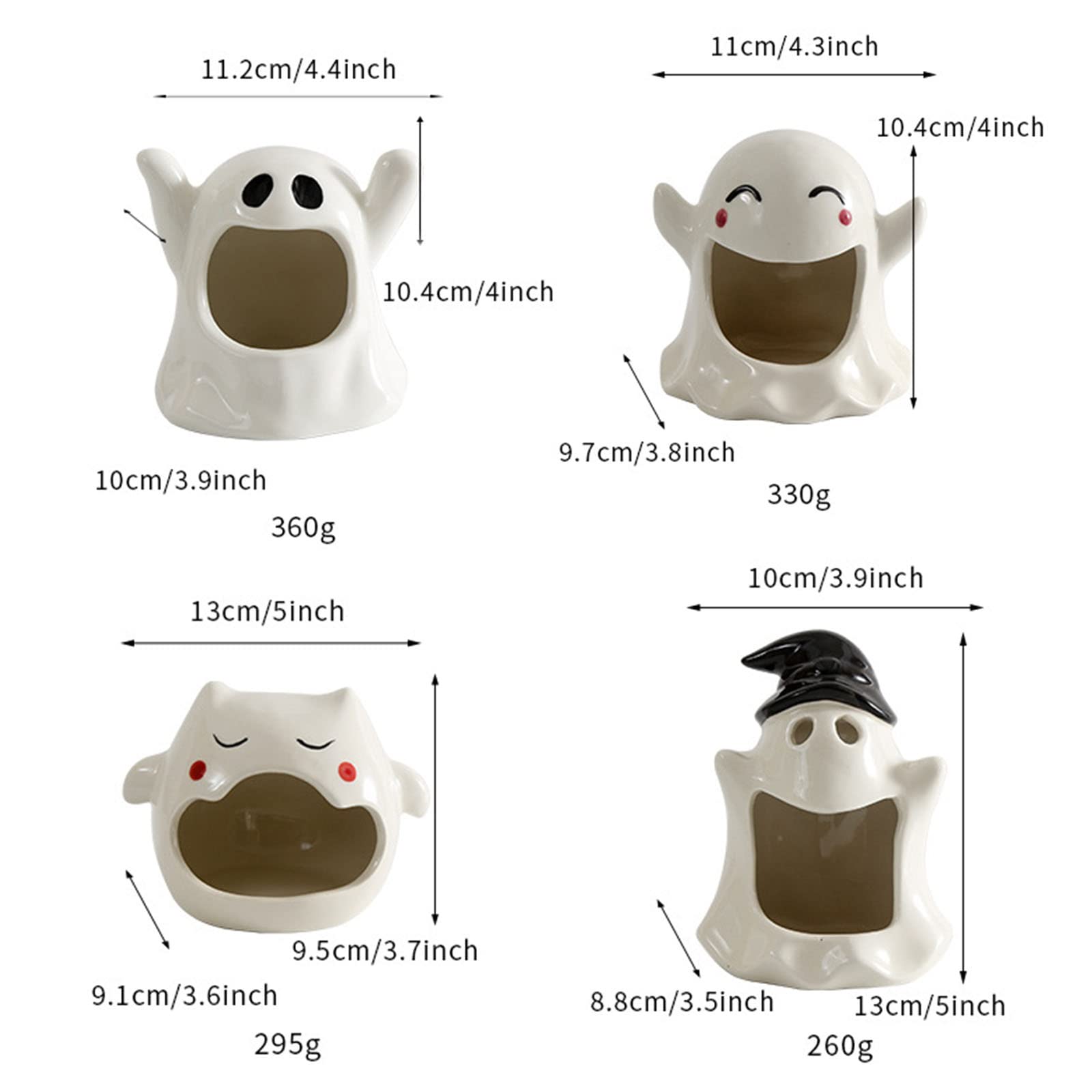 Halloween Candle Sticks Elegant Ceramic Ghost Candlestick Cute Cartoon Ghost Candle Holder Non-slip Halloween Candlestick Holiday Party Halloween Candle Holder