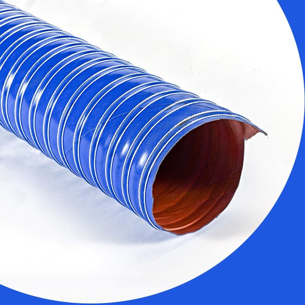 13ft Heat Resistant Air Duct Hose Silicone Ducting 4" Automotive Brake Cooling Ducting, Blue Car High Heat Brake Exhaust Hose(Blue-4m-13ft,76mm(3"))