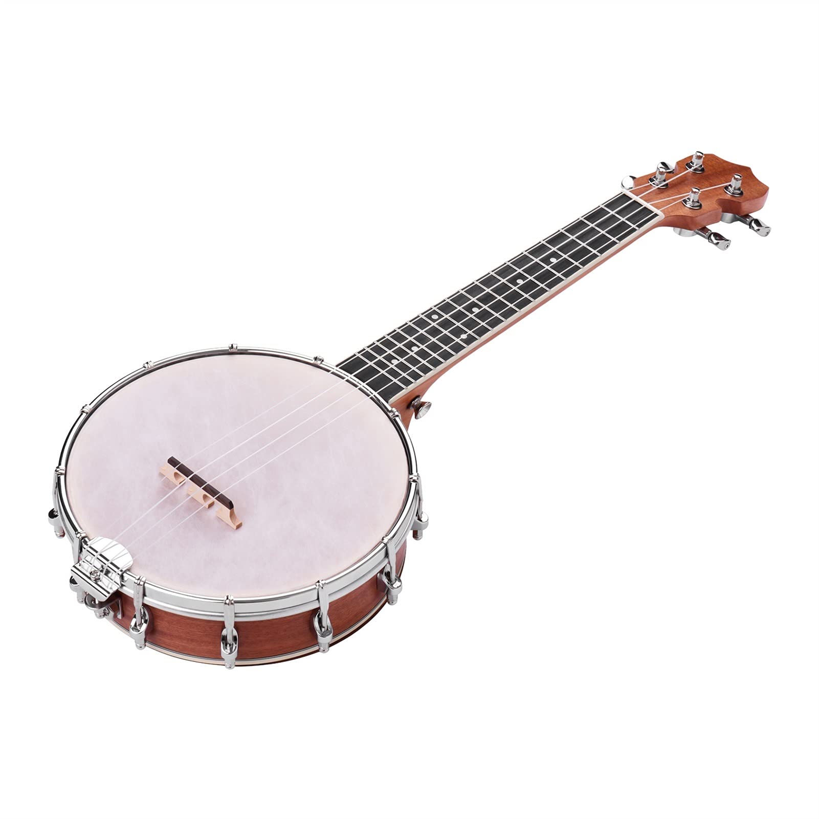 Ukulele 23-Zoll-offener Banjo 4 String Banjo Ahorn Körper Ogome Neckband-Tuning-Schlüsselbrücke Anfänger Ukulele (Color : Tan)