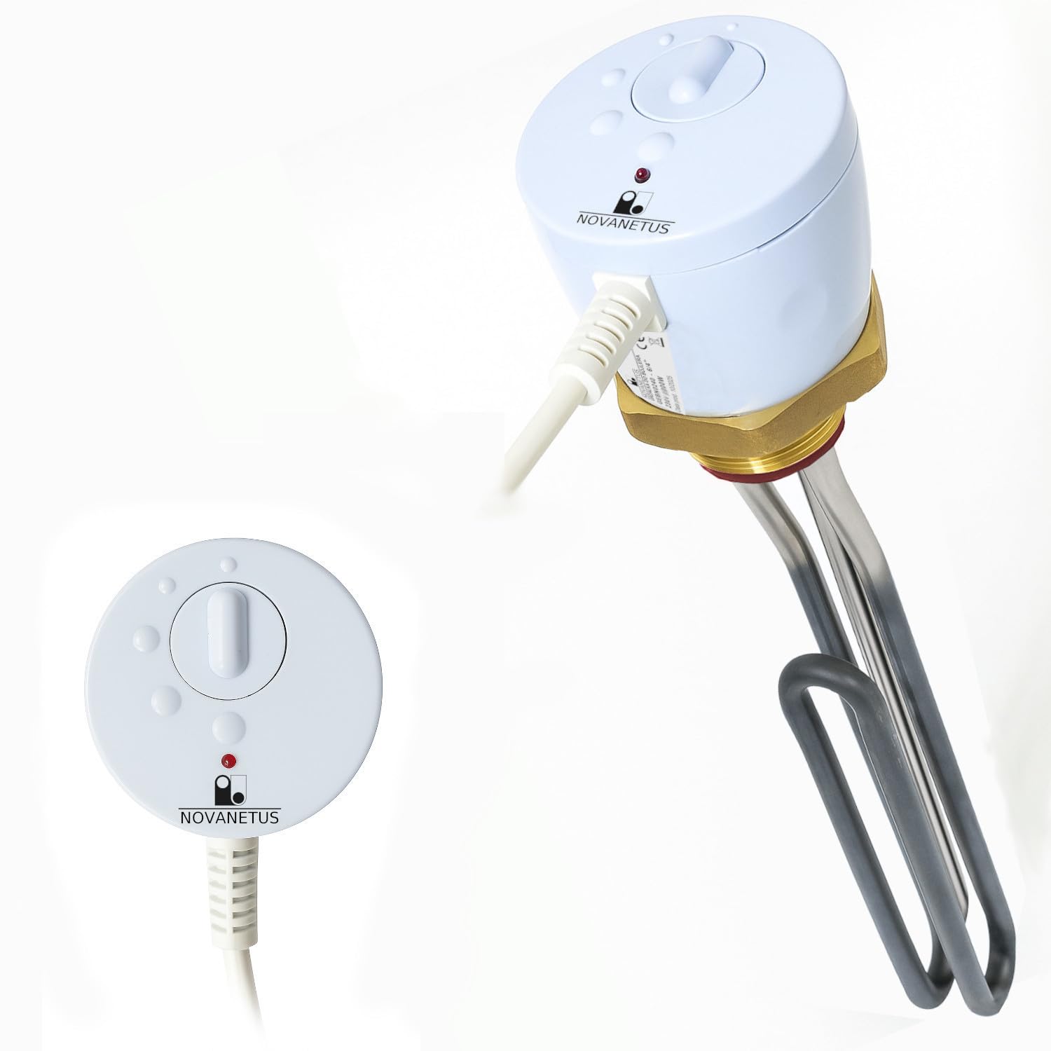 GEBN 5/4" 3kW 3000W 230V Riscaldatore ad Immersione Resistenza a Cartuccia per Caldaia Bollitore per Accumulo Acqua Calda INOX e Smaltato con Termostato