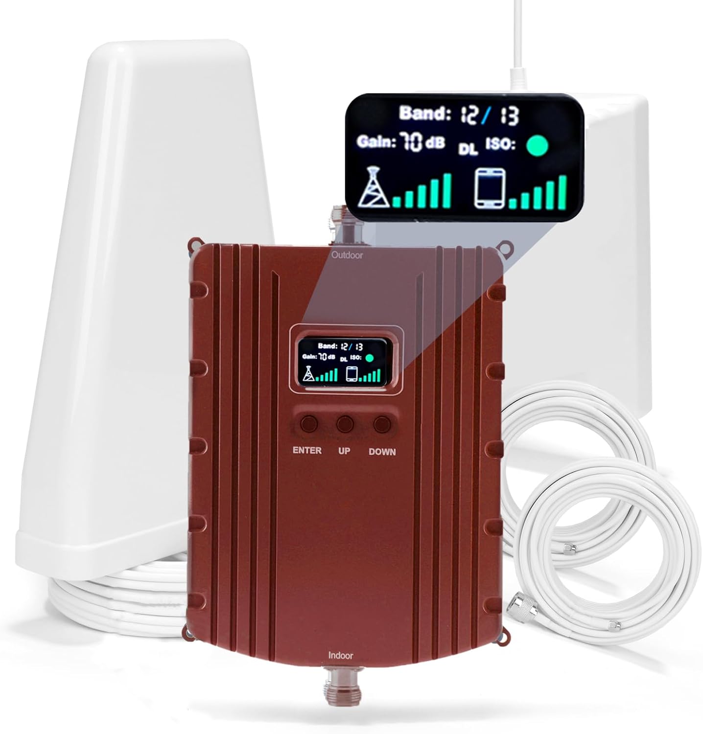 Cell Phone Booster for Home & Office,Up to 5500Sq Ft,Cell Phone Signal Booster for Band 2/25 / 4/66 / 5/12 / 17/13 with All U.S. Carriers,Boosts 5G 4G LTE, FCC Approved