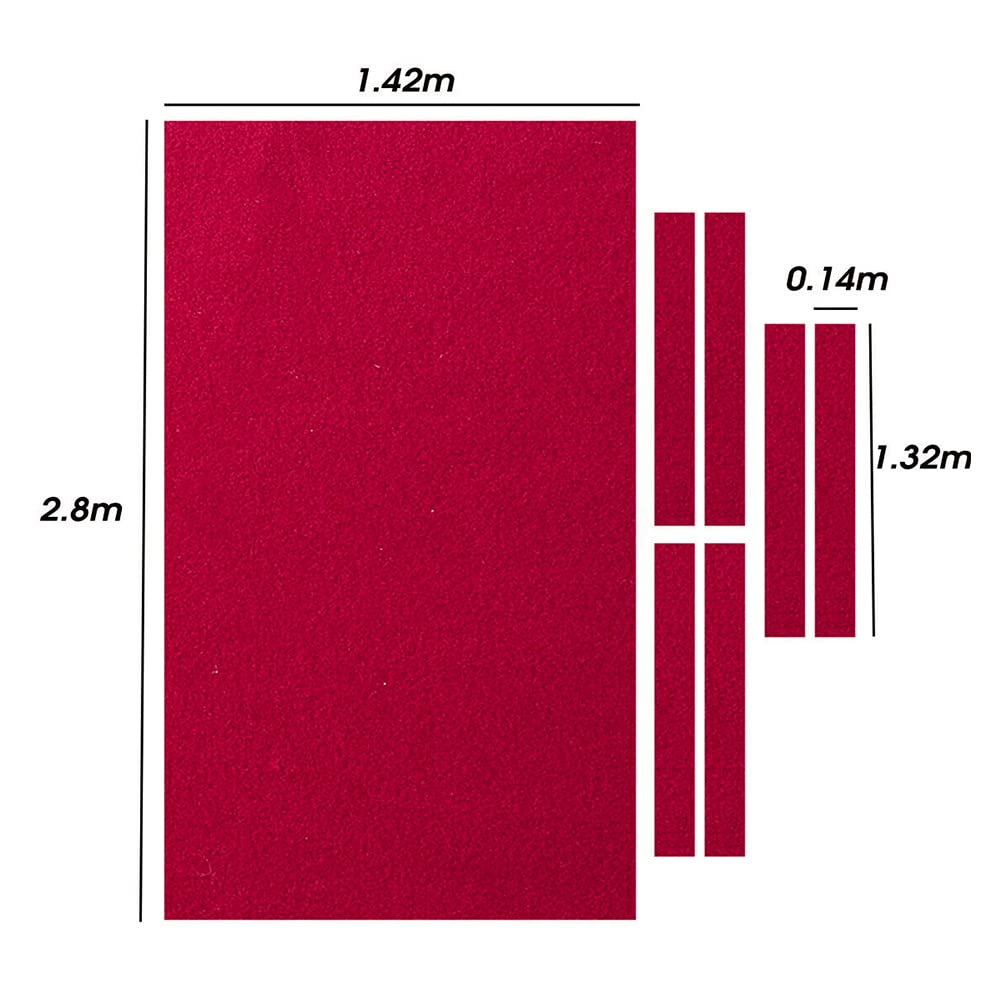 Serviette de billard professionnelle en feutre pour table de billard standard de 9 pieds - Vert / rouge