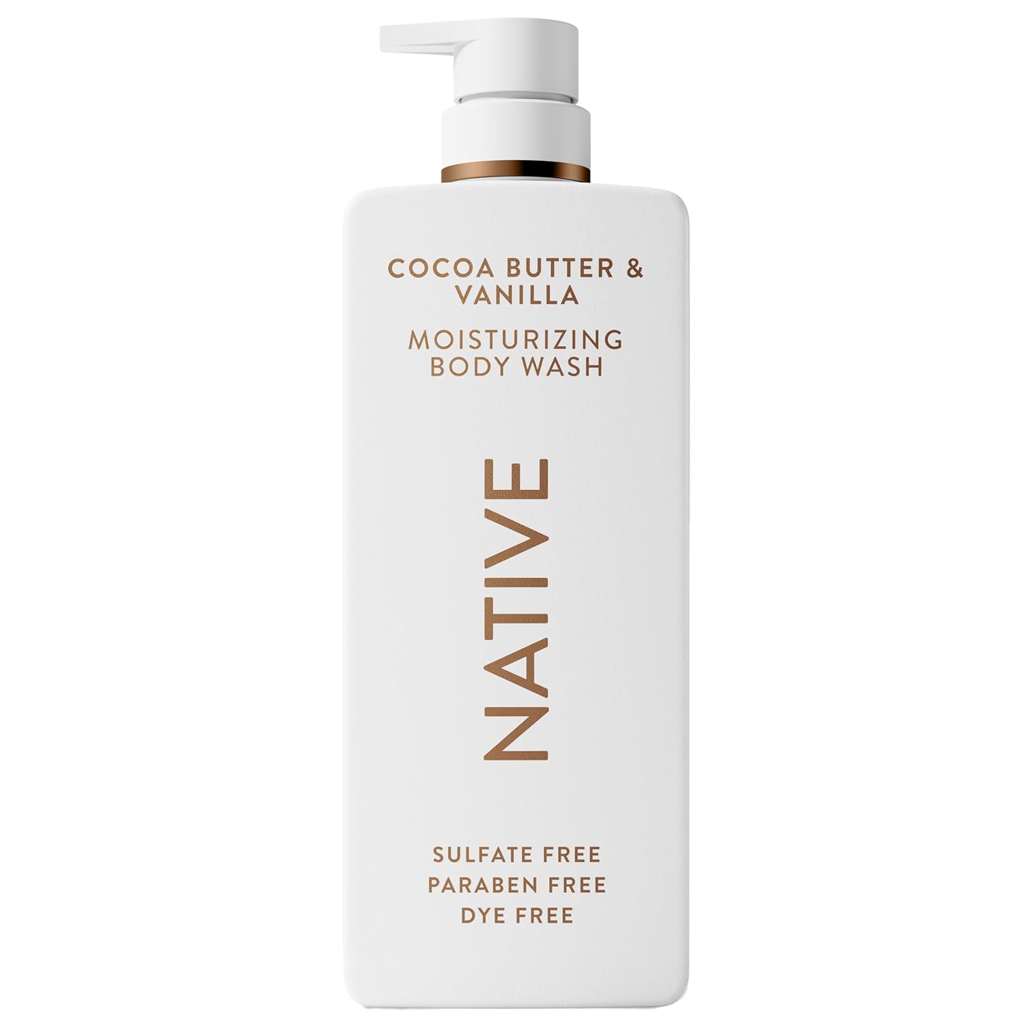 Native Moisturizing Body Wash | Cocoa Butter & Vanilla | Contains Naturally Derived Ingredients | For Women & Men, Sulfate, Paraben, & Dye Free Leaving Skin Soft and Hydrated, 22 oz