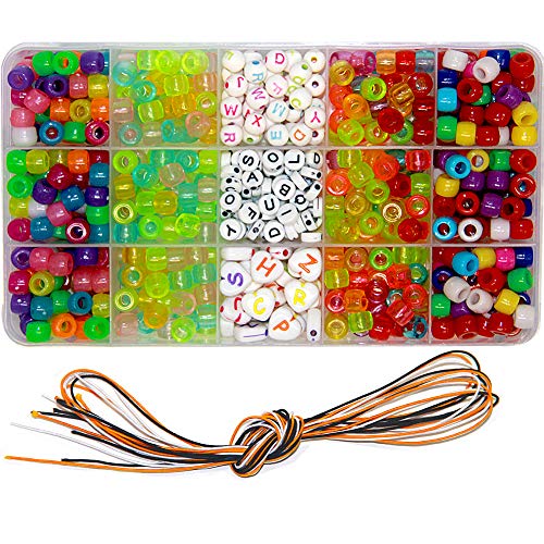 Ewparts DIY Armband farbige Perlen, Acryl Alphabet Buchstaben Perlen für Halsketten, Haarspangen, Schmuck Machen Handwerk, (6 mm, Regenbogenfarben)