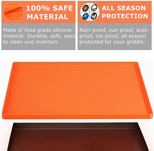 Miniatura 6 de Alfombrilla de 36 pulgadas para Blackstone, cubierta de plancha de silicona 100% de grado alimenticio con 2 esponjas para lavavajillas