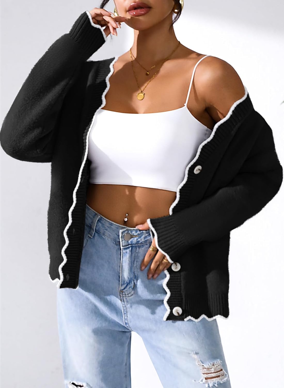 Pink Queen Fuzzy Sweater Cardigan for Women 2025 Fashion Long Sleeve Flower Outerwear Button Down Open Front Cardigan Coat - Image 2