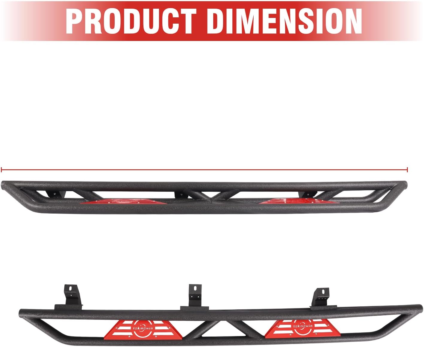 Gladiator JT Running Boards Side Steps Compatible with 2020 2021 2022 2023 2024 Gladiator JT 4 Door, Heavy-Duty Steel Nerf Bars Step Plate Rock Sliders Rail, Black Powder Coated Nerf Bar