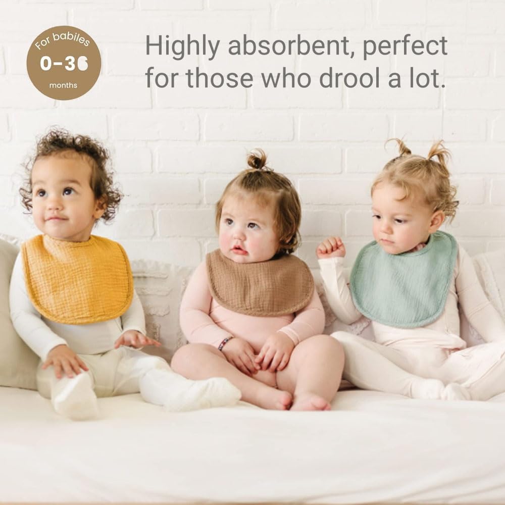 Oaygat 8 Packs Muslin Baby Bandana Dribble Bibs U-Shape Baby Bandana Drool Bibs with Adjustable Snaps Absorbent Newborn Bib Soft Feeding Teething Bib for Infant Toddler Unisex Boys Girls 0-36 Months - Image 3