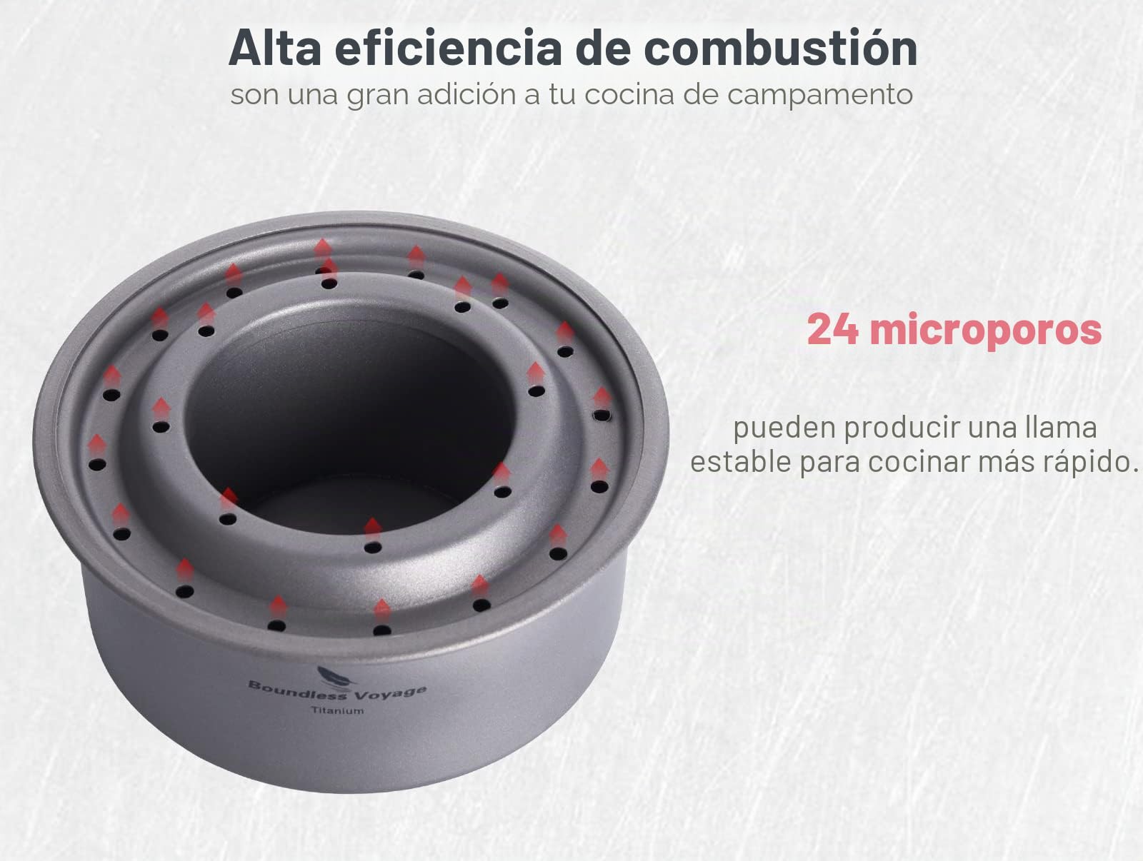 iBasingo Mini Titanium Spirit Stove Calentador de alcohol Quemador de madera con soporte Camping al aire libre Senderismo Horno de mochilero Cocina turística Survival Senderismo Suministros