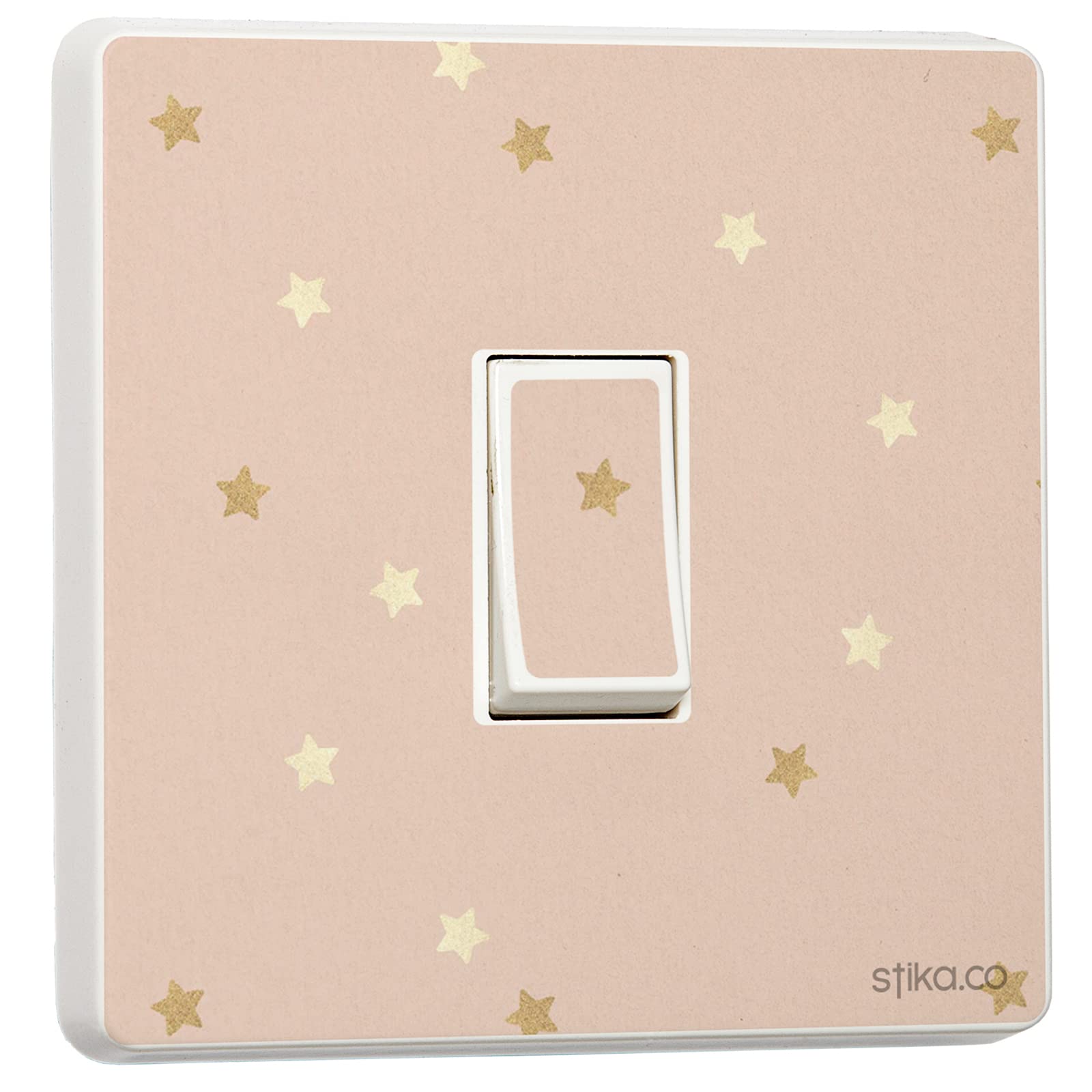 Stika.co Pink Pack Of 2 Shimmering Gold Star Patterned Background, Design For Single Light Switch Cover Vinyl Sticker