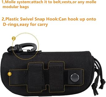 Peminkoo Tactical MOLLE Glasses Case Shockproof Sunglasses Pouch with Clip