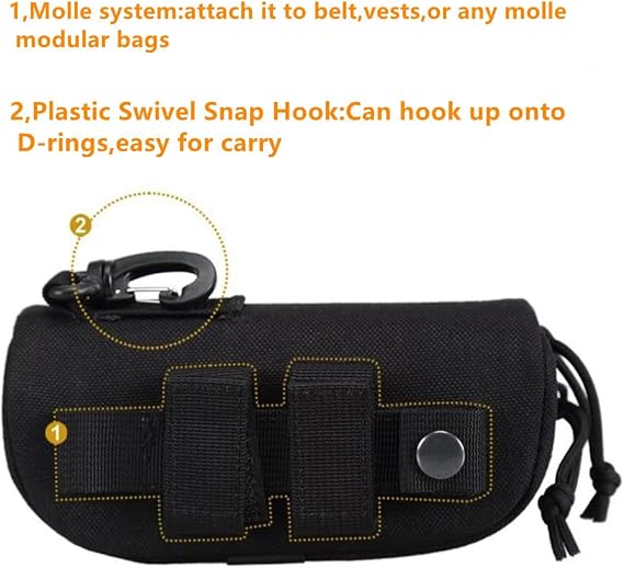 Peminkoo Tactical MOLLE Glasses Case Shockproof Sunglasses Pouch with Clip