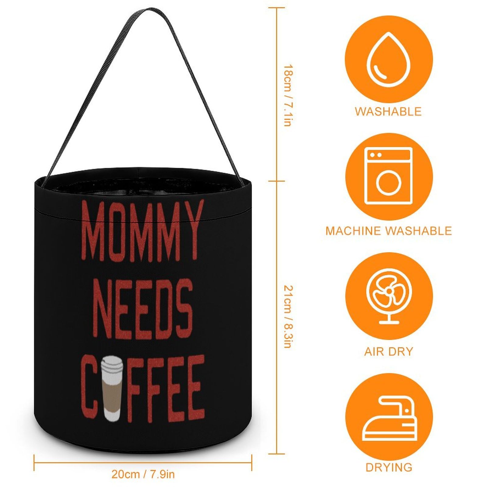Mom Need Coffee Cute Easter Basket Bags Eggs Bucket Candy Tote Decorations Gifts Party Storage Bag